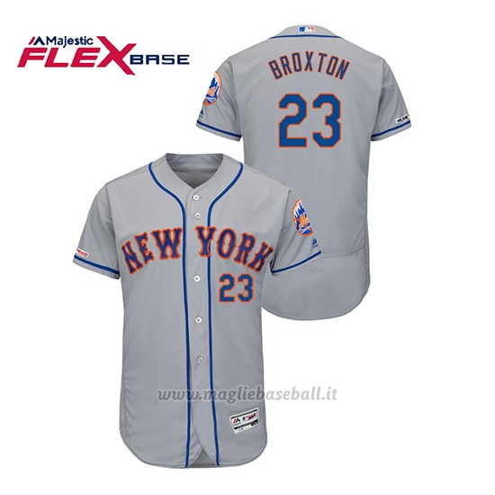Maglia Baseball Uomo New York Mets Keon Broxton 150th Aniversario Patch Autentico Flex Base Grigio